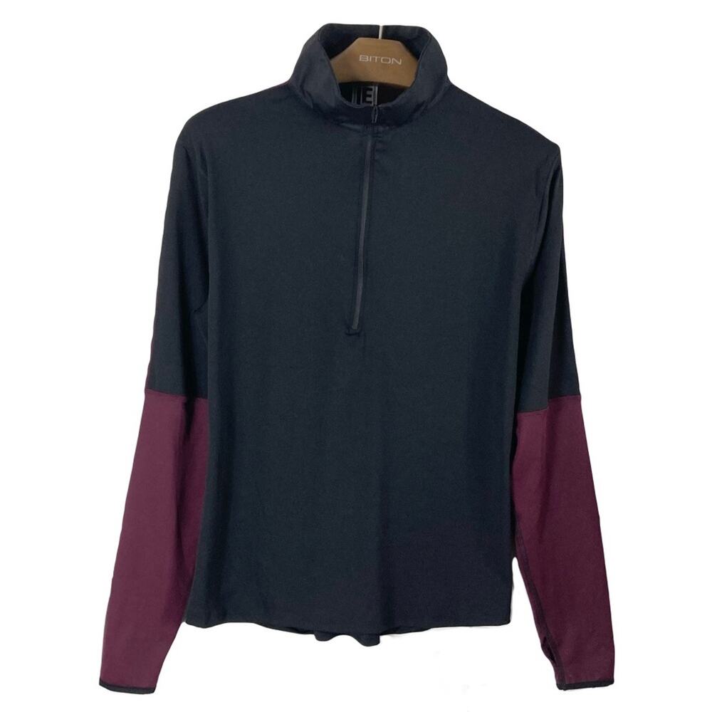 Nwt LIQUID ENERGY Sweatshirt XL Colorblock Burgundy Black 1/4-Zip Long-Sleeve